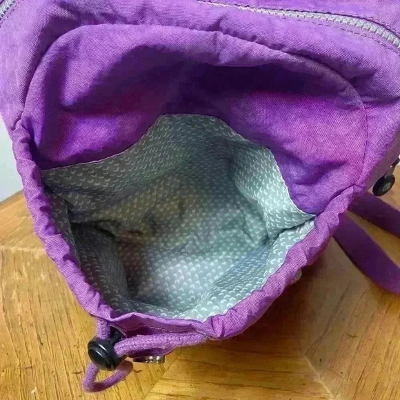 Kipling Small Medium Laptop Backpack Purple Drawstring Monkey Zip Magnetic - Picture 6 of 13